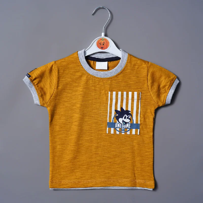 Anime Printed T-Shirt for Boys Button Detail Shirt