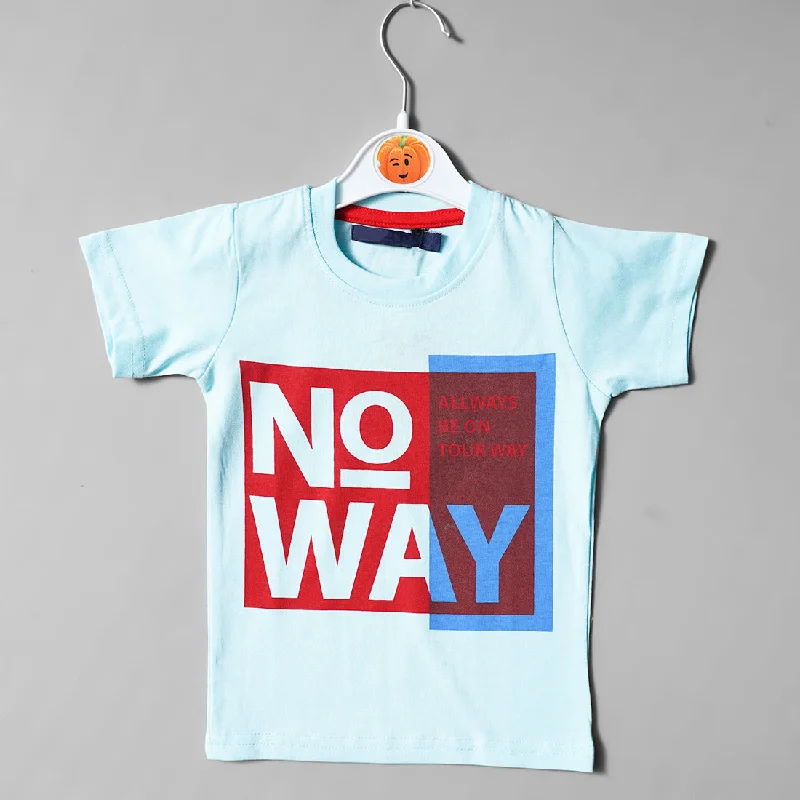 Sky Blue Printed T-Shirts for Boys Tied Shirt Dress