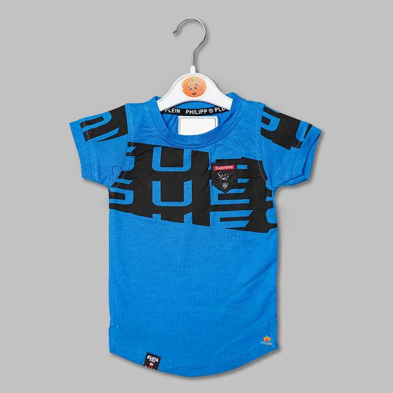 Solid Calligraphic Print T-Shirts for Boys Tied Shirt Dress