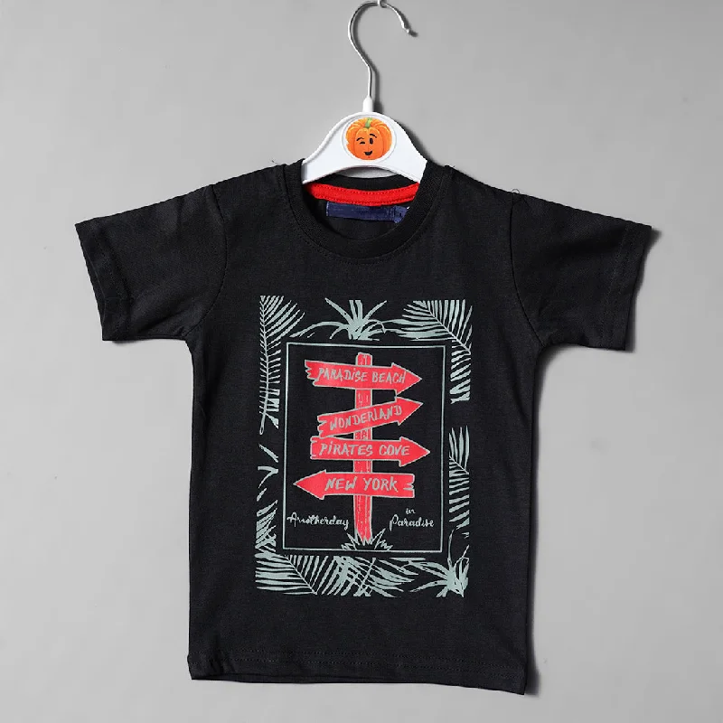 Black Printed T-Shirt for Boys Silk Shirt Dress