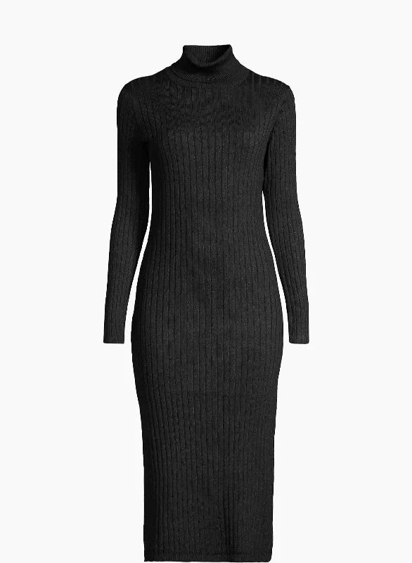 Metallic Cotton-Blend Turtleneck Sweaterdress Stretch Sweater Dress