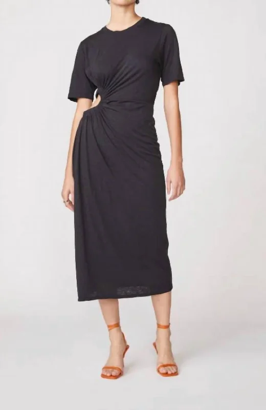 Supima Slub T-Shirt Dress In Black Office Shirt Dress