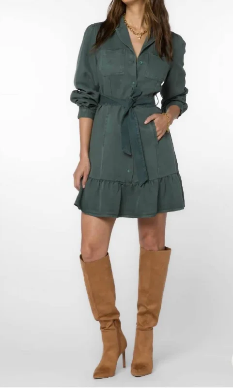 Bethenny Shirtdress In Green Button Front Shirt