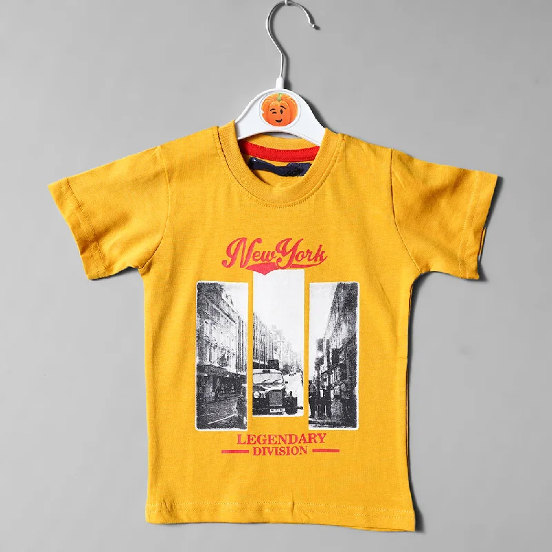 Mustard Printed Summer Wear T-Shirt for Boys Lace Shirt Dress