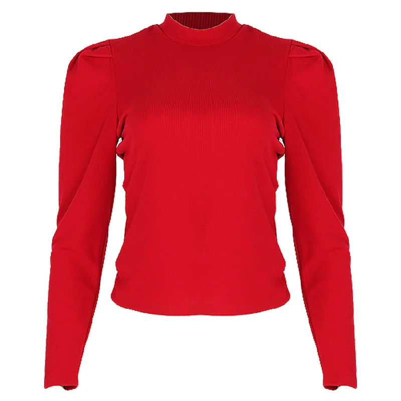 REDTAG Women's Red Formal Jersey Tops Hoodies for Winter Wear