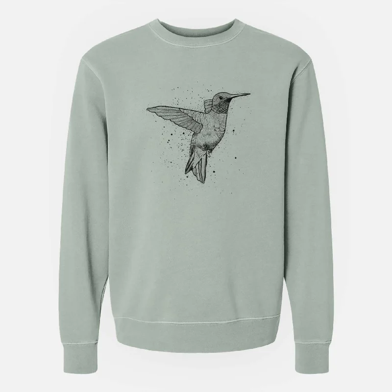 Archilochus Colubris - Ruby-throated Hummingbird - Unisex Pigment Dyed Crew Sweatshirt Casual Hoodie Sweatshirt Look