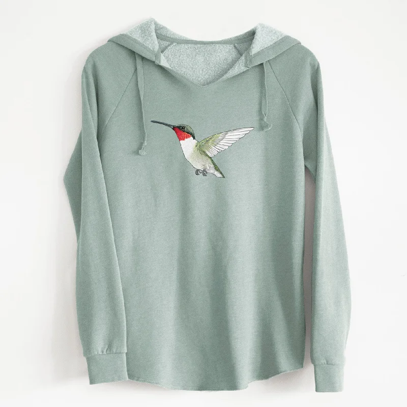 Vibrant Ruby-throated Hummingbird - Archilochus colubris - Cali Wave Hooded Sweatshirt Classic Zip Hoodie