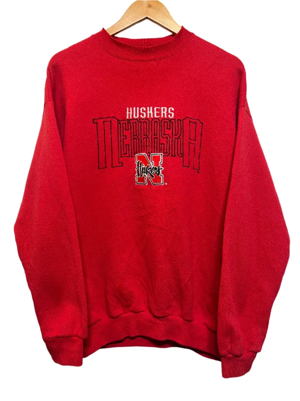 Huskers Nebraska Mens Red Sweatshirt (Size L) Lightweight Hoodie Sweatshirt