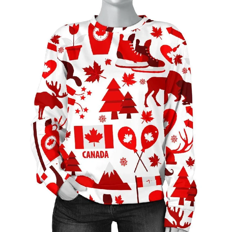 Canada Love Pattern Print Women's Sweatshirt Sporty sweaters