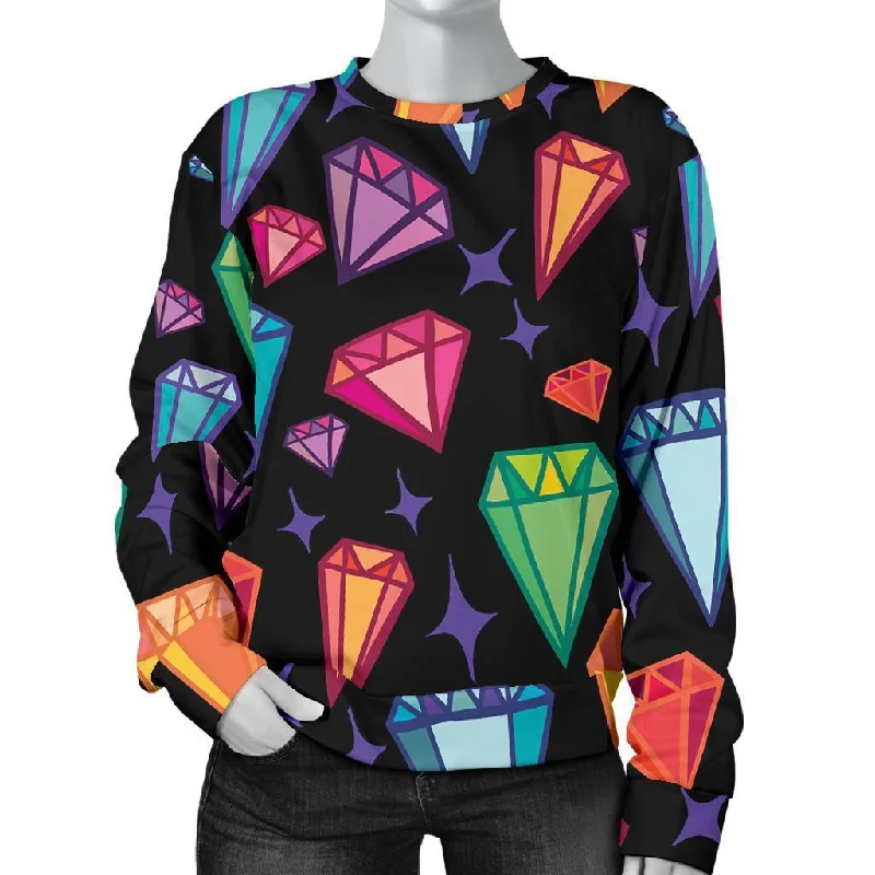 Diamond Colorful Print Pattern Women's Sweatshirt Party sweaters