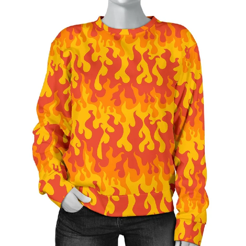 Fire Flame Print Pattern Women's Sweatshirt UV protection sweaters