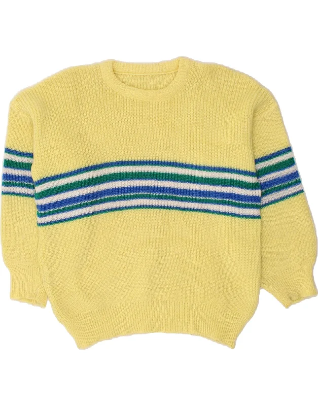 VINTAGE Womens Crew Neck Jumper Sweater UK 18 XL Yellow Striped Must-have sweaters for this season