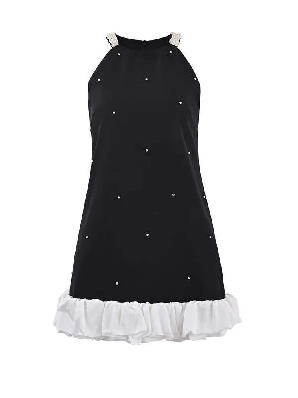 Black slim starry A-line skirt Shein mini dresses