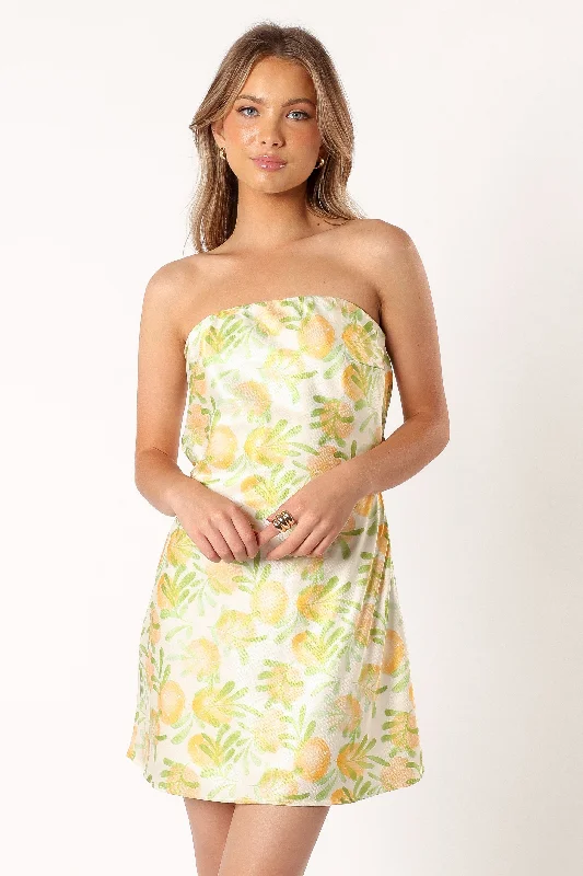 Citron Strapless Mini Dress - Yellow High-end mini dresses