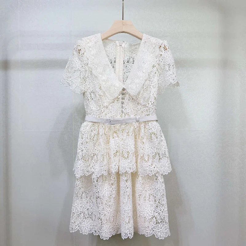 Crochet lace lace dress Designer mini dresses