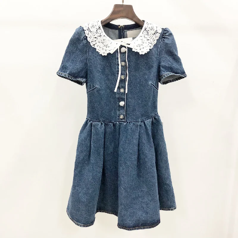 Denim Skirt Delicate Doll Collar Sexy little black mini dresses