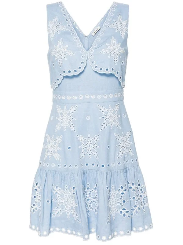 Lio broderie-anglaise minidress Silk mini dresses