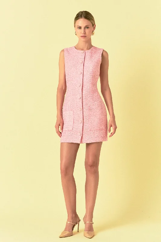 Sleeveless Tweed Mini Dress Cocktail mini dresses