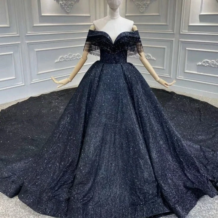 Tassel Temptation Off-Shoulder Sexy Lace Gown