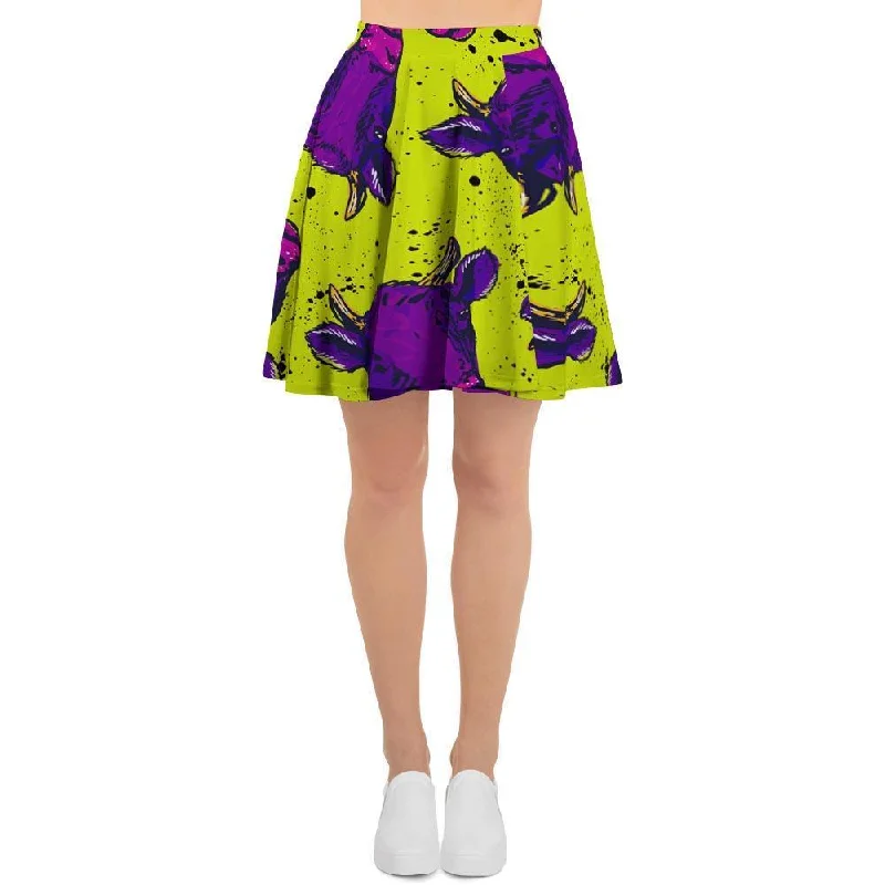 Abstract Neon Cow Print Women's Skirt Gothic unclassified skirts