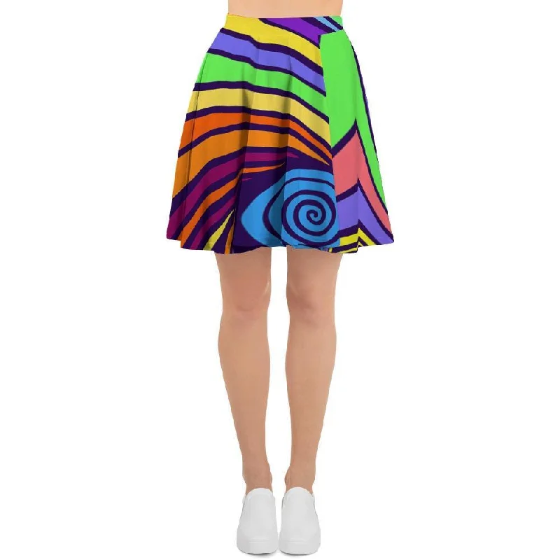 Abstract Psychedelic Colorful Wave Women's Skirt High-end unclassified skirts