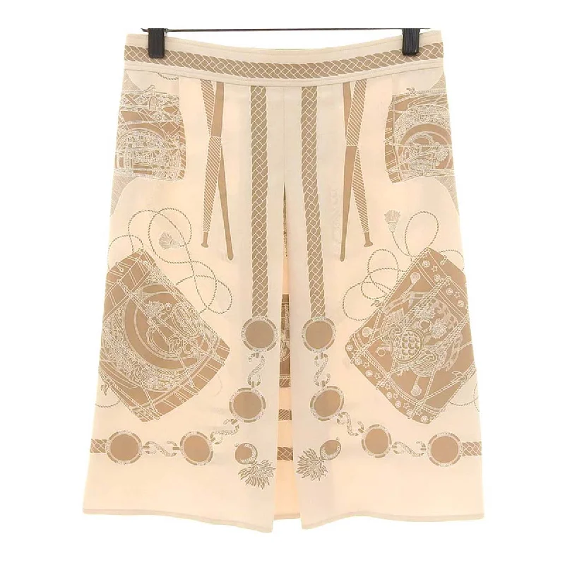 Hermes Beige Silk Pleated Skirt Soft fabric unclassified skirts