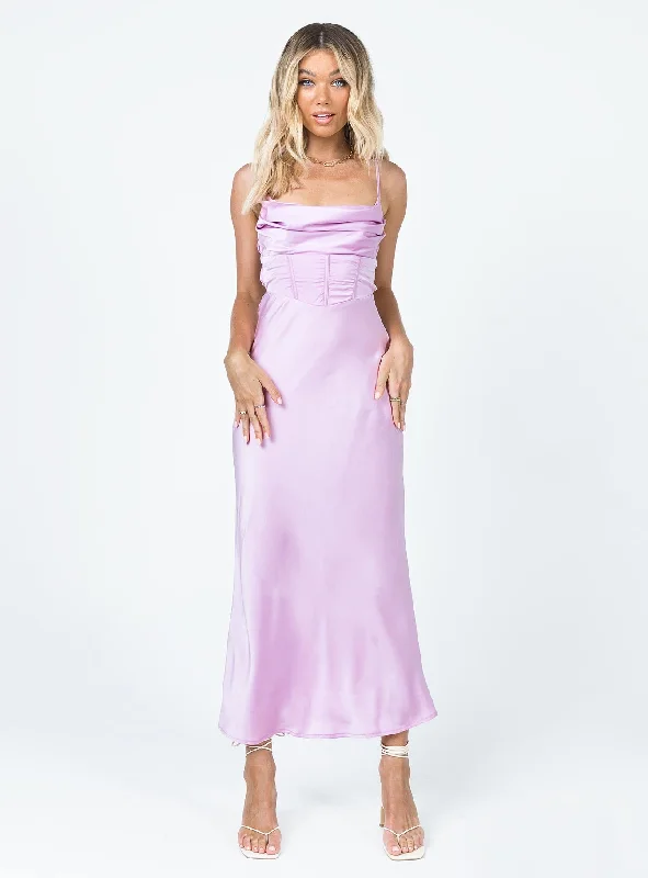 Lillie Midi Dress Purple Satin midi dresses