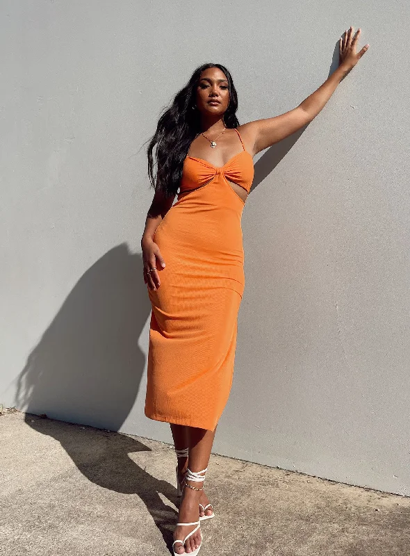 Marissa Midi Dress Orange Must-have midi dresses for this season