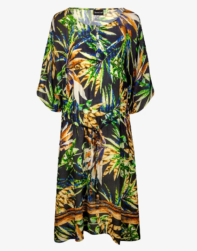 Midnight Sounds Midi Tunic - Ethno Jungle Best midi dresses for casual wear