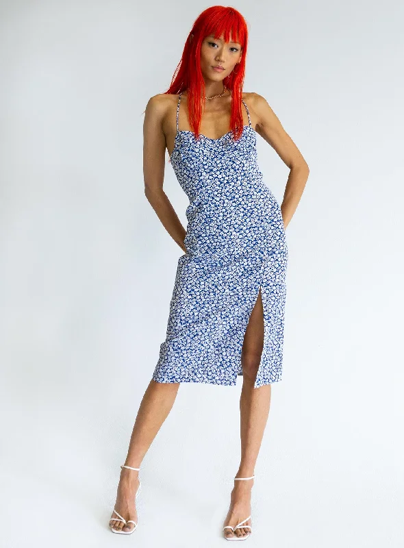 Sweetner Midi Dress Blue Lightweight midi dresses for hot weather