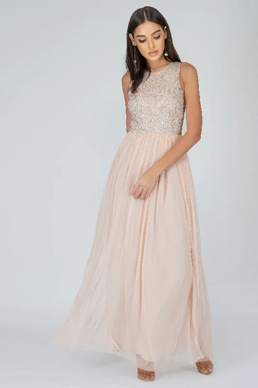 Nicasso Blush Pink Bridesmaid Maxi Dress Formal maxi dresses