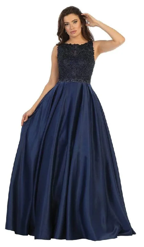 May Queen - Embellished Bateau Pleated Ballgown RQ7744 Modest party dresses