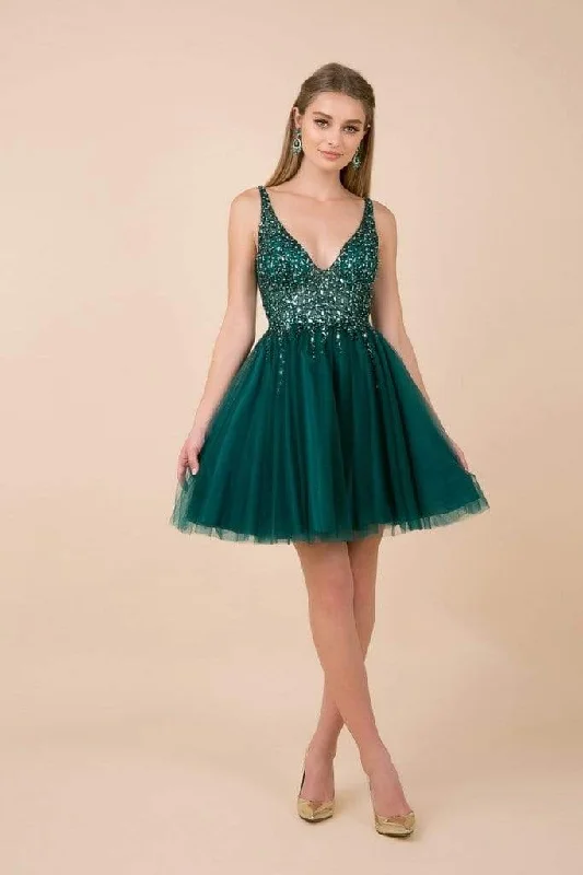 Nox Anabel - Bead Embellished Plunging V-Neck Cocktail Dress G694 Hot new arrivals in party dresses