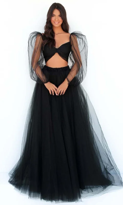 Tarik Ediz - 51037 Sheer Bishop Sleeve Tulle Gown Luxury party dresses