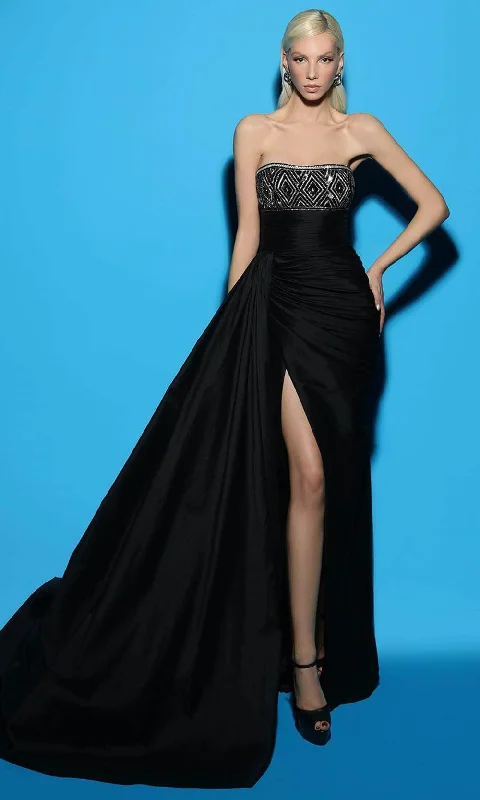 Tarik Ediz 98429 - Beaded Straight-Across Evening Gown Corset party dresses