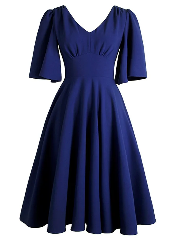 1950s Front Pleated Swing Dress Sexy unclassified dresses