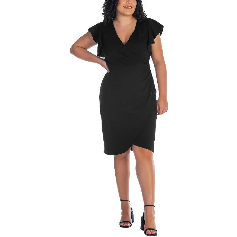 24seven Comfort Apparel Womens Plus Ponte Faux Wrap Sheath Dress Party unclassified dresses