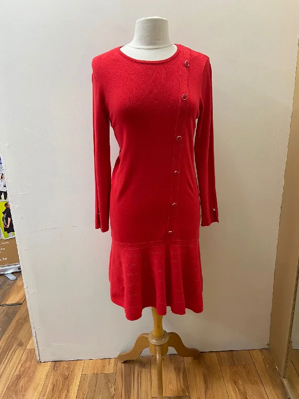 5815 Marble Knitted Jumper Dress- Red High-end unclassified dresses