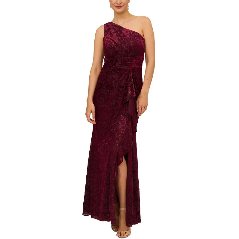 Adrianna Papell Womens Velvet One Shoulder Evening Dress Casual unclassified dresses