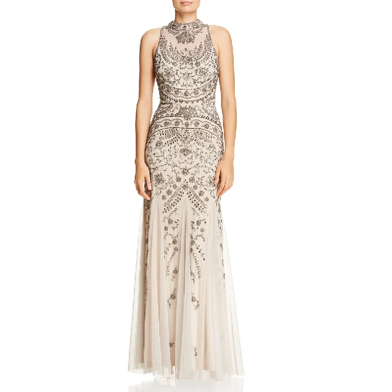 Aidan Mattox Womens Halter Embellished Evening Dress Unique unclassified dresses