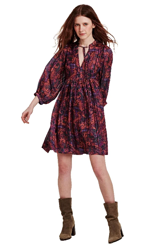 ALEXIS EMPIRE WAIST DRESS PLUM PAISLEY Ruched unclassified dresses