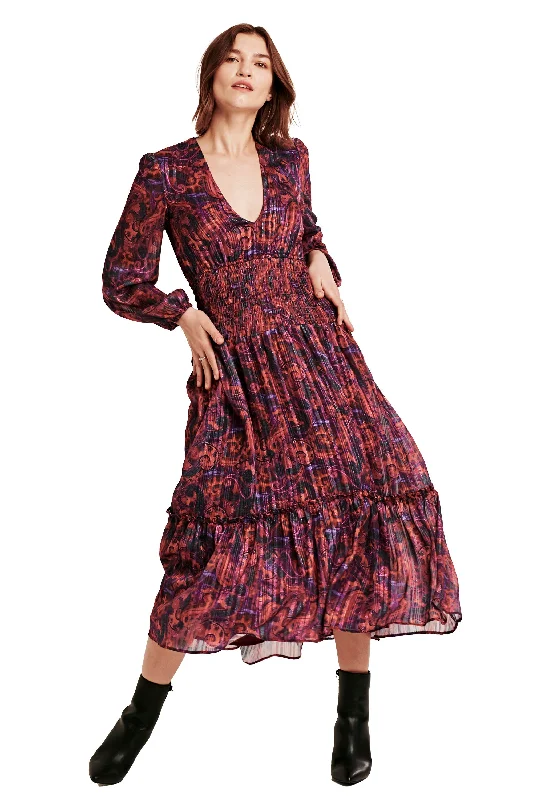 AMELLIA DEEP V DRESS PLUM PAISLEY Polka dot unclassified dresses