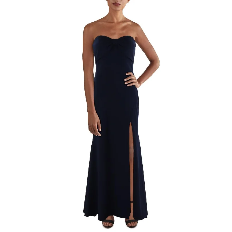 Aqua Womens Knit Strapless Evening Dress Ruffled unclassified dresses