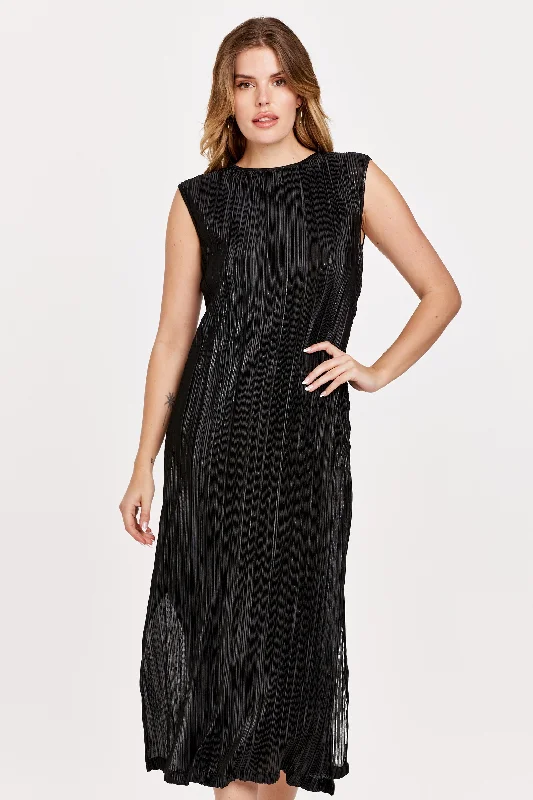 AUDRINA SIDE SLIT DRESS BLACK FOIL Ruched unclassified dresses