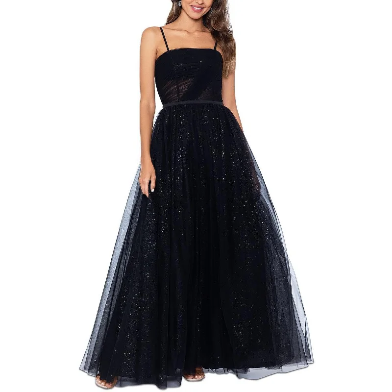 Betsy & Adam Womens Glitter Pleated Evening Dress Metallic unclassified dresses