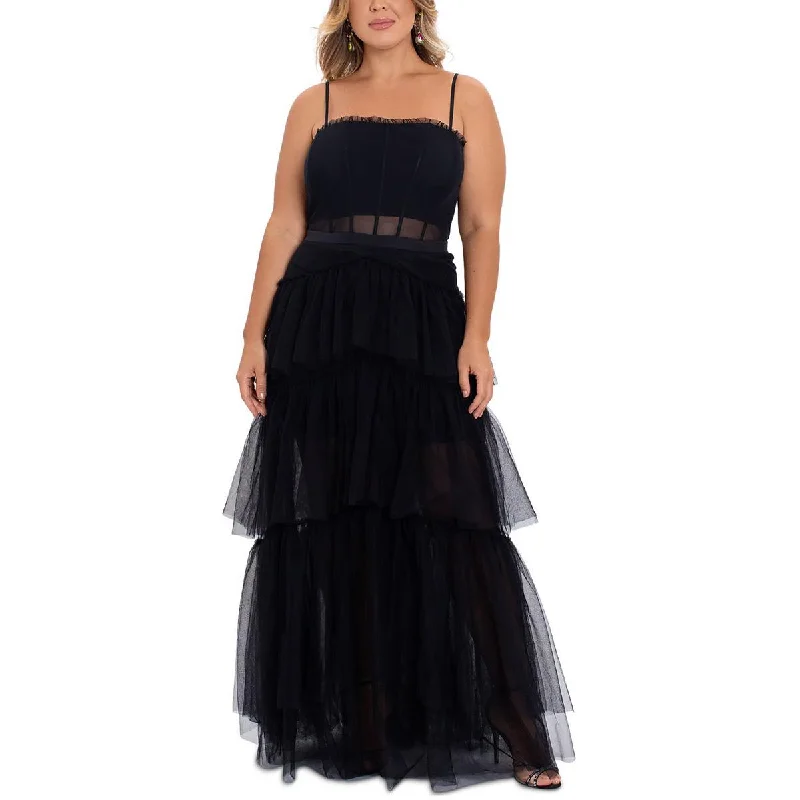 Betsy & Adam Womens Plus Tiered Sleeveless Evening Dress Minimalist unclassified dresses