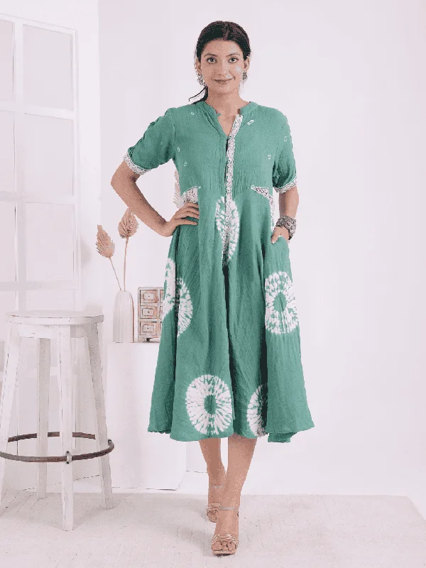 Green Tie-Dye Women Dress Holiday unclassified dresses