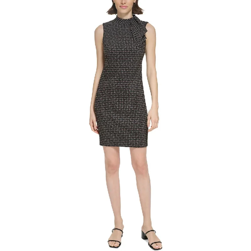 Calvin Klein Womens Petites Sleeveless Jacquard Sheath Dress Discounted unclassified dresses