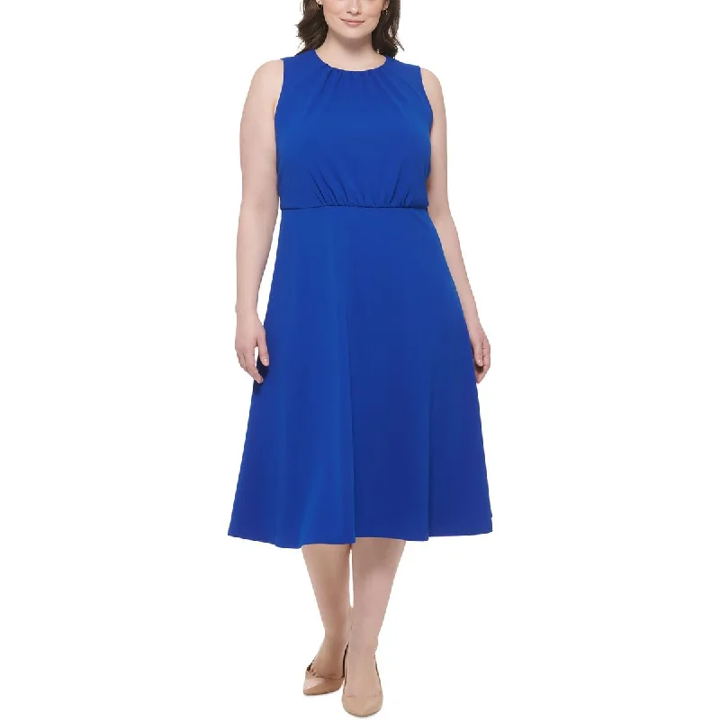 Calvin Klein Womens Plus Open Back Knee-Length Fit & Flare Dress Luxury unclassified dresses