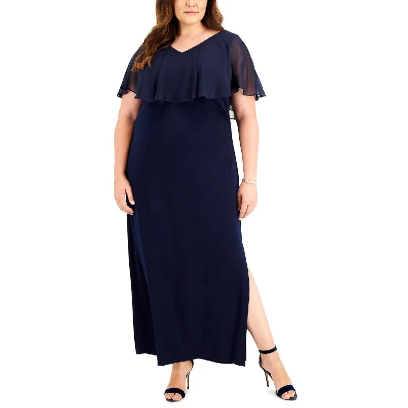 Connected Apparel Womens Plus Chiffon Cape Sleeve Evening Dress Winter unclassified dresses